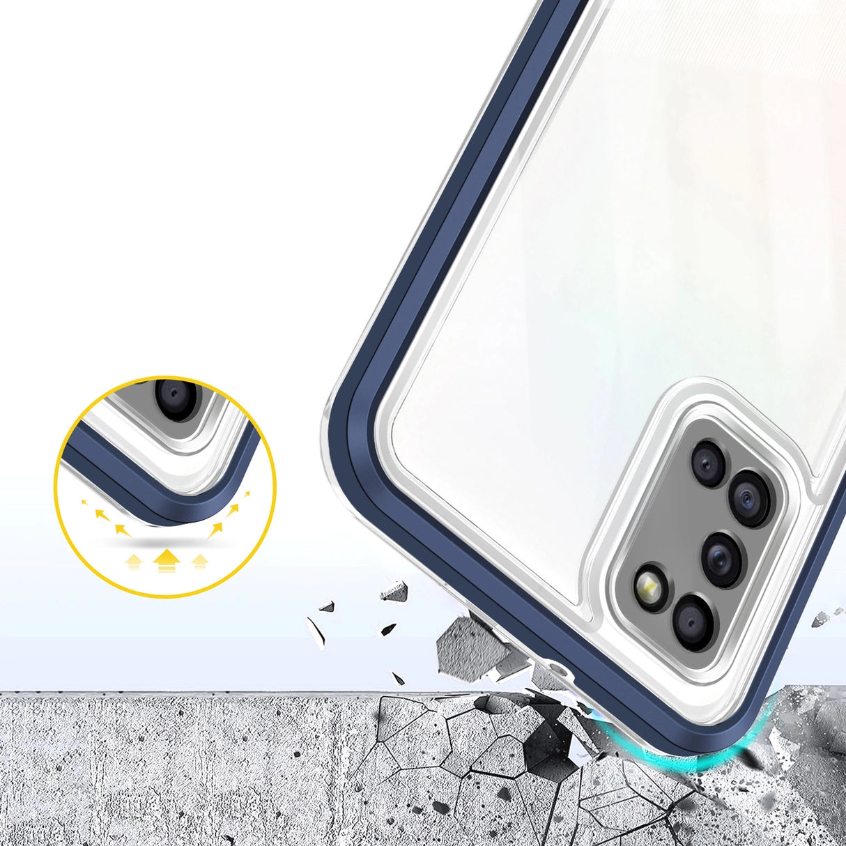 Gennemsigtig 3 i 1 fodtøj til Samsung Galaxy A03s (166)