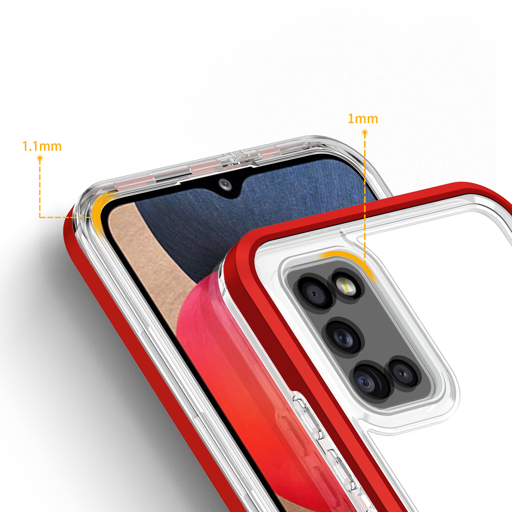Gennemsigtige 3in1 case til Samsung Galaxy A03s (166) ramme gel cover rød