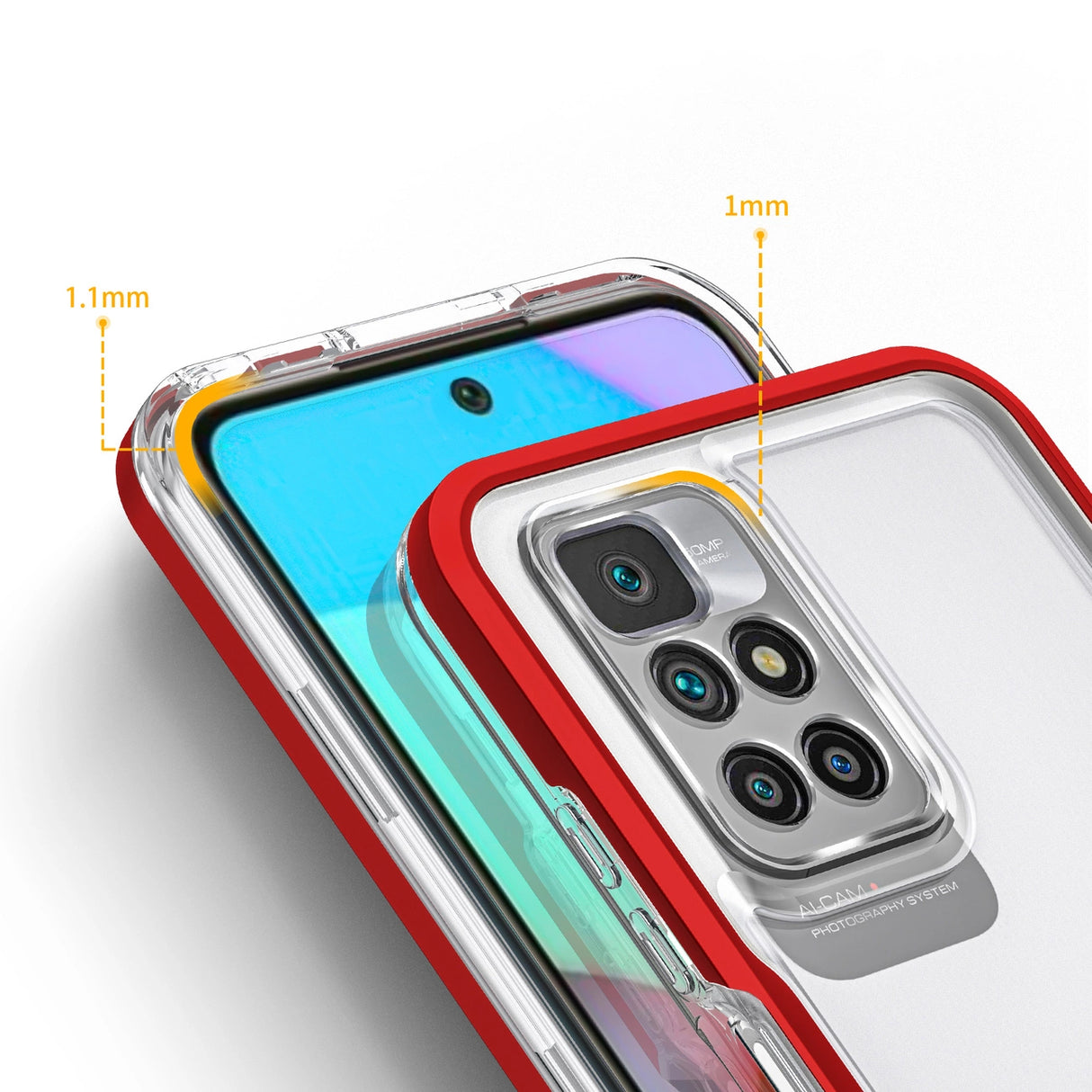 Klar 3in1 Case til Xiaomi Redmi 10 Frame Gel Cover Red