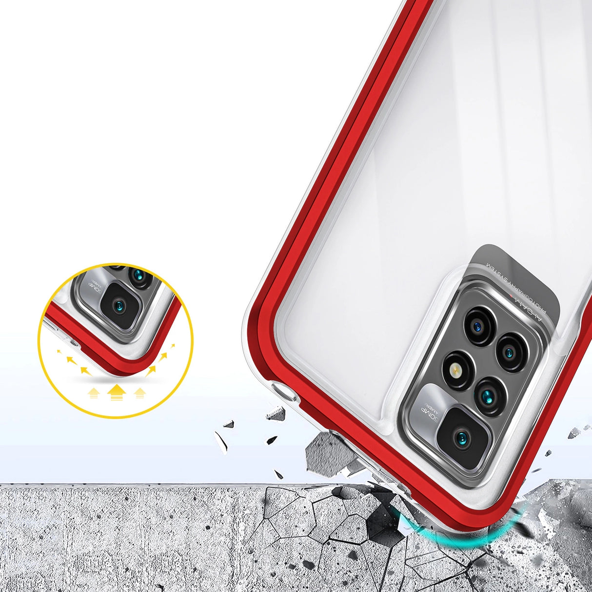 Klar 3in1 Case til Xiaomi Redmi 10 Frame Gel Cover Red