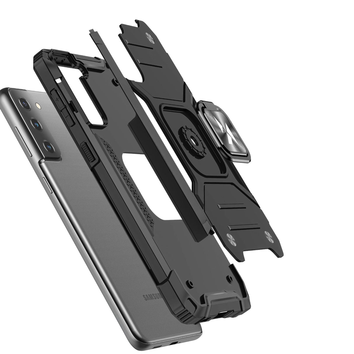 Wozinsky Ring Armor Tough Hybrid Case Cover + Magnetisk Mount til Samsung Galaxy S22 + (S22 Plus) Sort