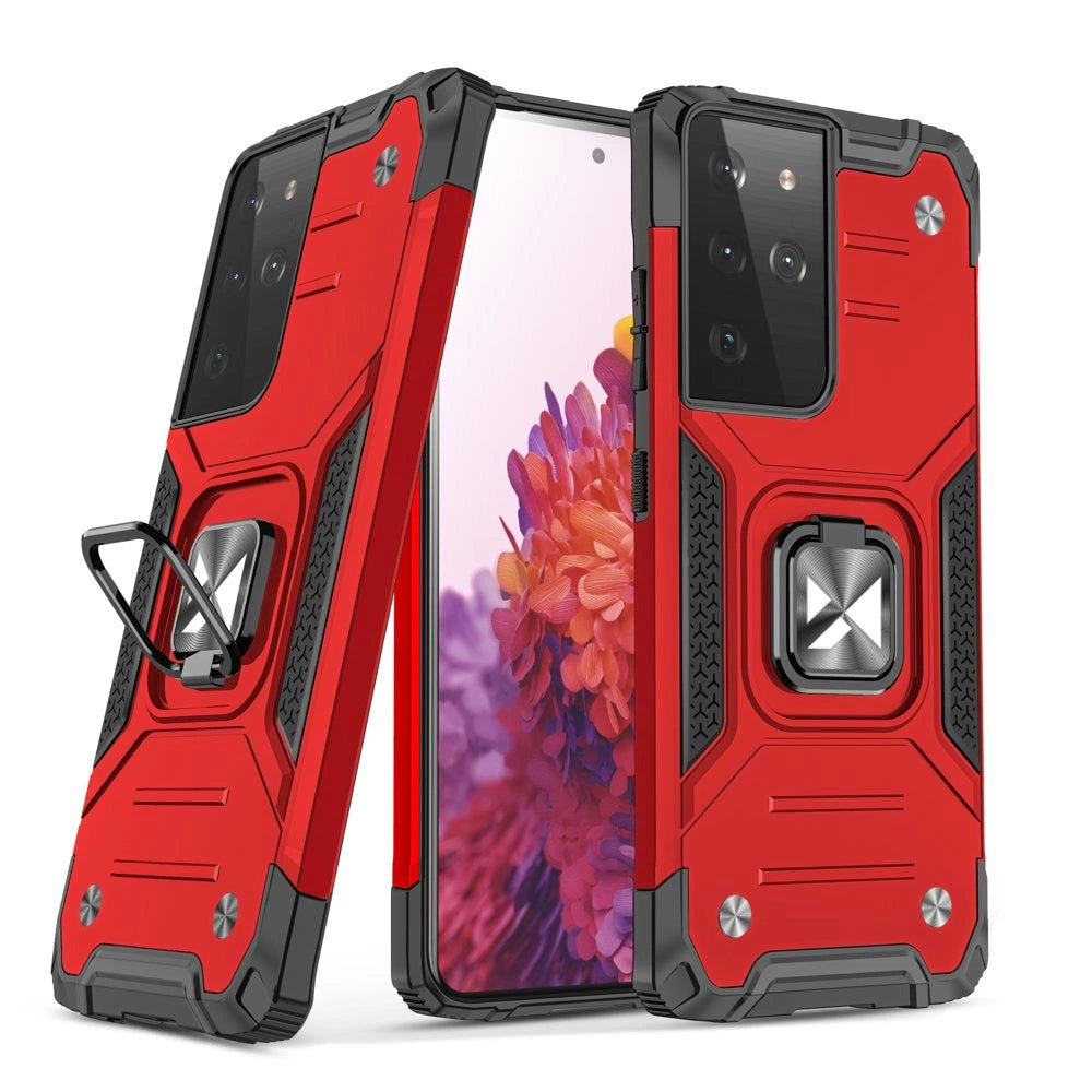 Wozinsky Ring Armor robust hybrid case cover + magnetisk holder til Samsung Galaxy S22 Ultra rød