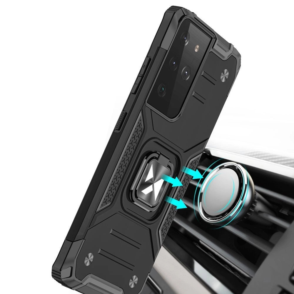 Wozinsky Ring Armor robust hybrid case cover + magnetisk holder til Samsung Galaxy S22 Ultra blå
