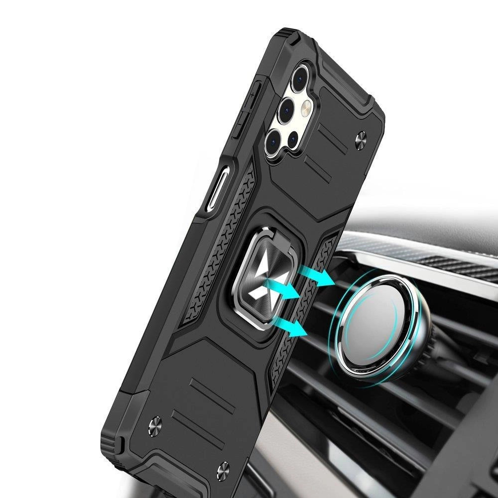 Wozinsky Ring Armor robust hybrid case cover + magnetisk holder til Samsung Galaxy A73 sort