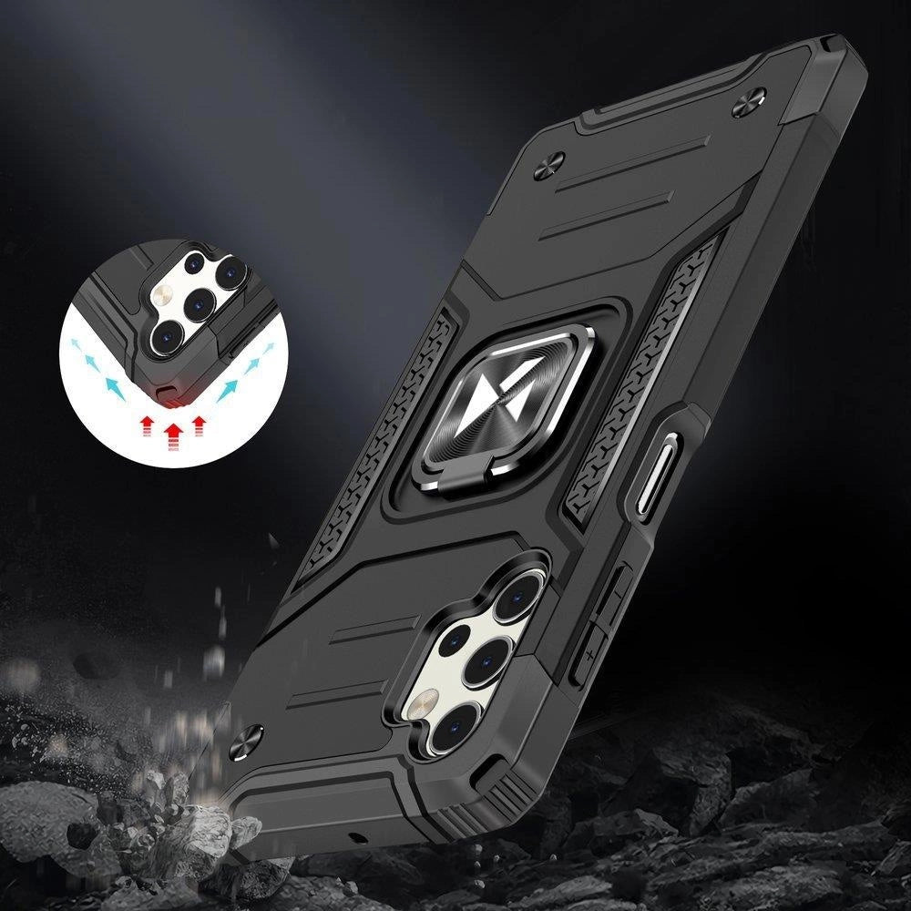 Wozinsky Ring Armor robust hybrid case cover + magnetisk holder til Samsung Galaxy A73 sort
