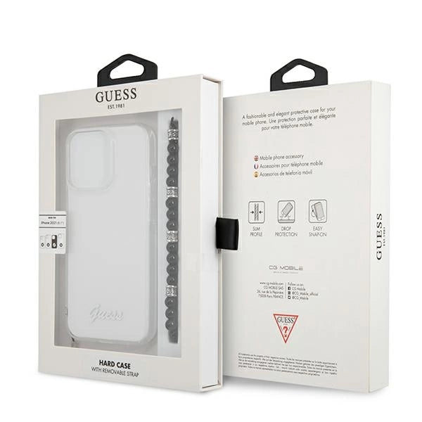 Guess GUHCP13LKPSBK iPhone 13 Pro / 13 6.1" Gennemsigtige hårde tilfælde Black Pearl