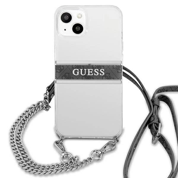 Guess GUHCP13SKC4GBSI iPhone 13 mini 5.4" Gennemsigtig hardcase 4G Gray Strap Silver Chain