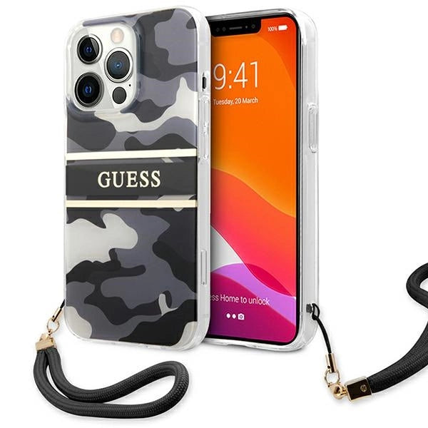 Guess GUHCP13XKCABBK iPhone 13 Pro Max 6.7" sort/sort hardcase Camo Strap Collection