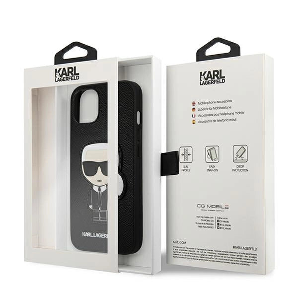Karl Lagerfeld KLHCP13SOKPK iPhone 13 mini 5,4" sort/sort Saffiano Ikonik Karl ̊s Patch