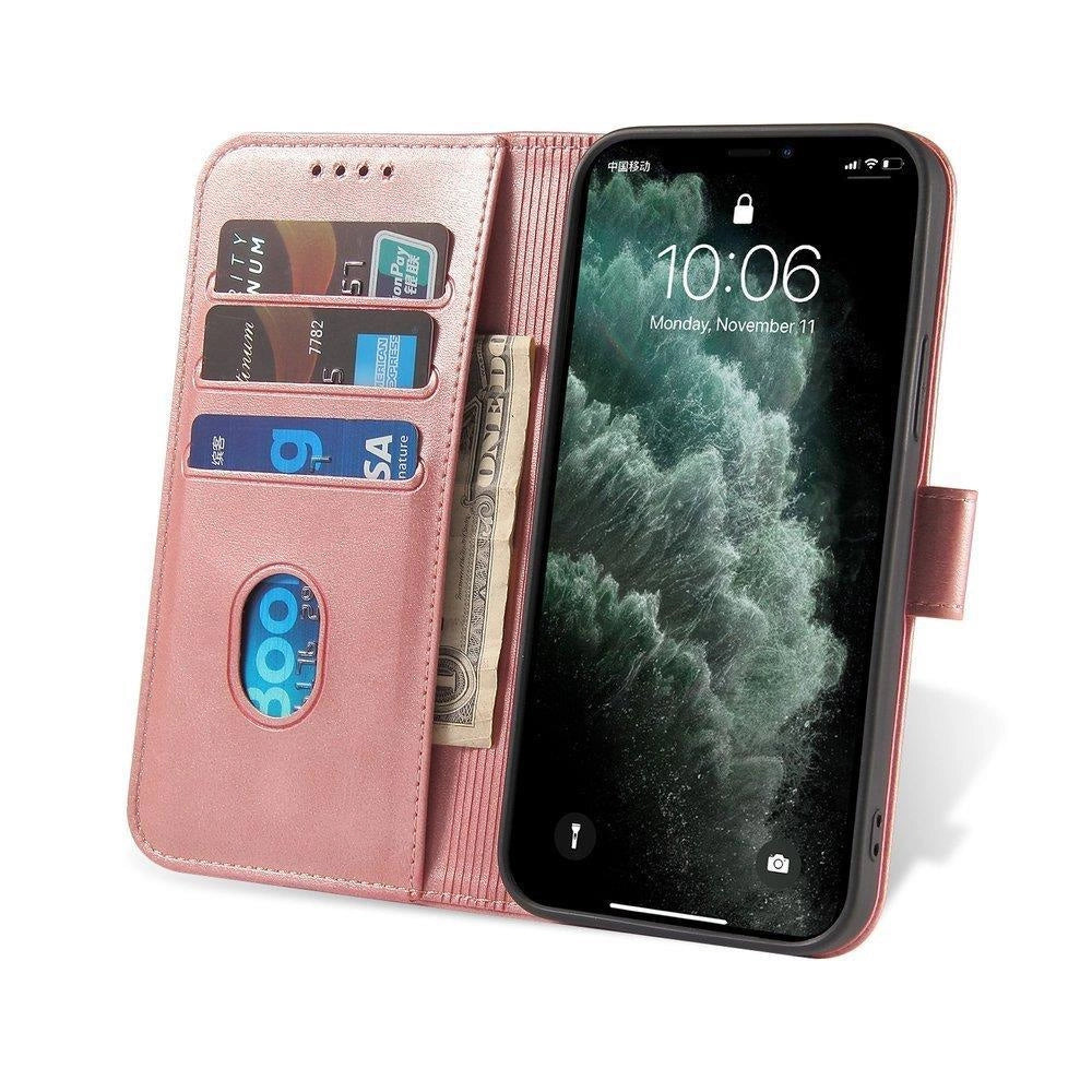 Magnet Case elegant case case cover med en flap og stand funktion Poco M4 Pro 5G pink