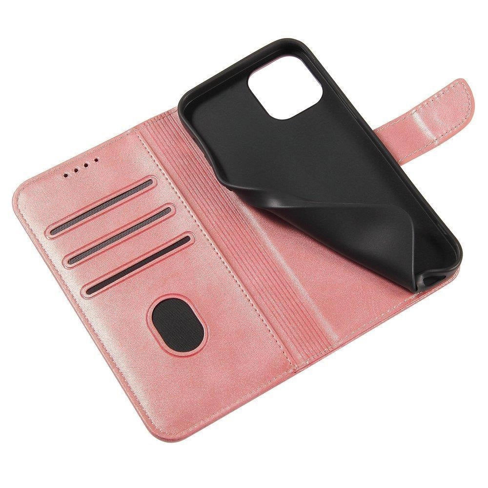 Magnet Case elegant case case cover med en flap og stand funktion Poco M4 Pro 5G pink