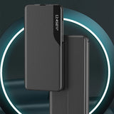 Eco Leather View Case elegant kuffert med flip cover og stand funktion til Samsung Galaxy S22 + (S22 Plus) blå