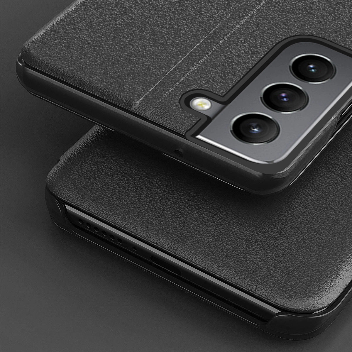 Eco Leather View Case elegant kuffert med flip cover og standfunktion til Samsung Galaxy S22 + (S22 Plus) sort