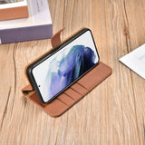 iCarer Haitang Læder Wallet Case Læder Case til Samsung Galaxy S22 + (S22 Plus) Wallet Housing Cover Brown (AKSM05BN)