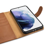 iCarer Haitang Læder Wallet Case Læder Case til Samsung Galaxy S22 + (S22 Plus) Wallet Housing Cover Brown (AKSM05BN)