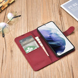 iCarer Haitang Læder Wallet Case Læder Case til Samsung Galaxy S22 + (S22 Plus) Wallet Housing Cover Red (AKSM05RD)