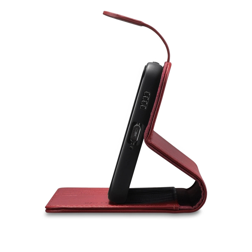 iCarer Haitang Læder Wallet Case Læder Case til Samsung Galaxy S22 + (S22 Plus) Wallet Housing Cover Red (AKSM05RD)