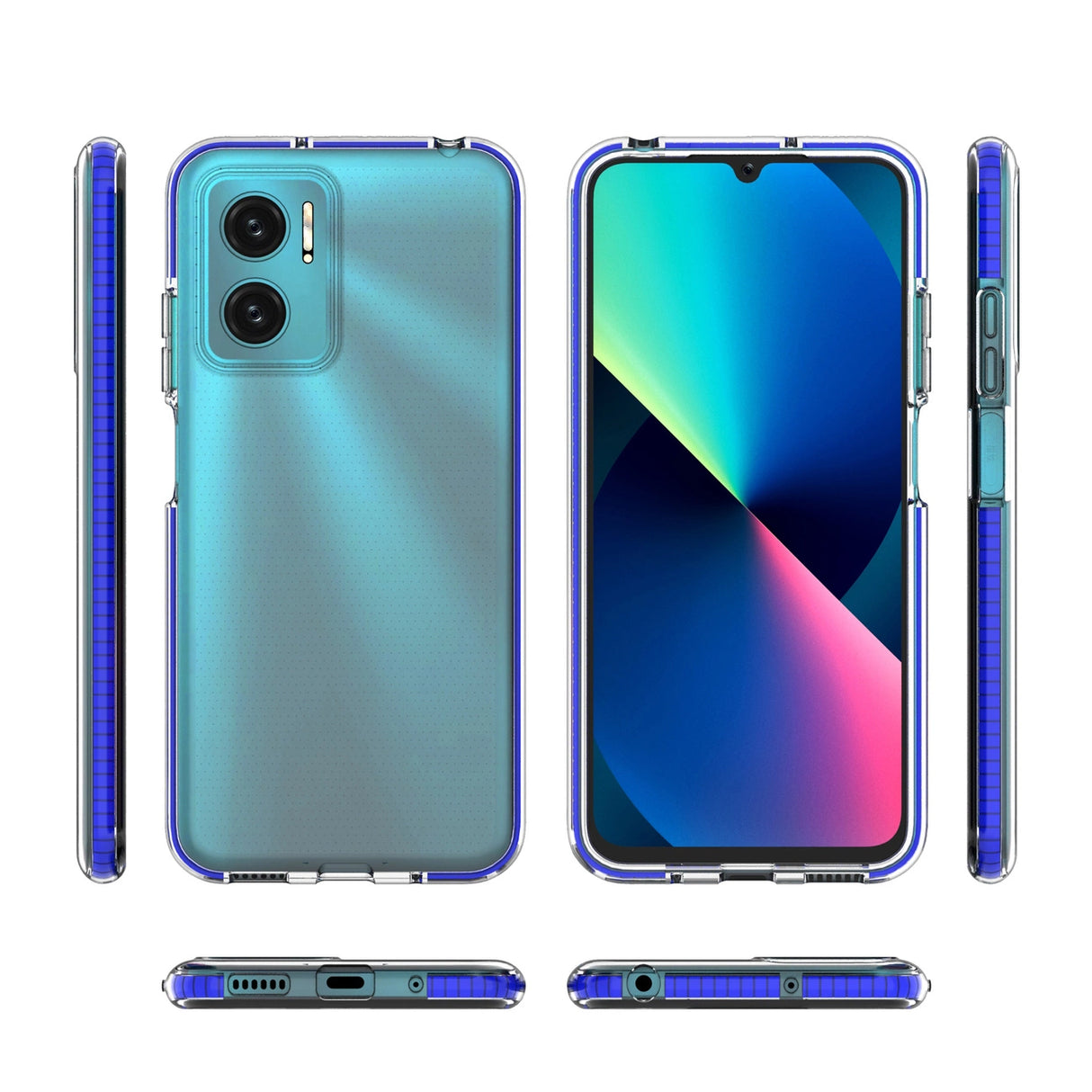 Spring Cover Case gel TPU cover med farvet ramme til Xiaomi Redmi 10 lyserød