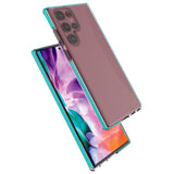 Spring Cover Case gel cover med farvet ramme til Samsung Galaxy S22 Ultra mørk blå