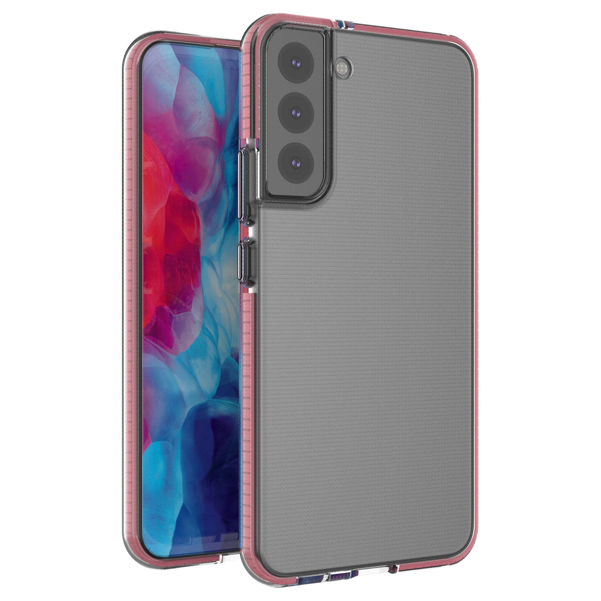 Spring Case Cover Gel Cover med Color Frame til Samsung Galaxy S22 + (S22 Plus) Lyserød