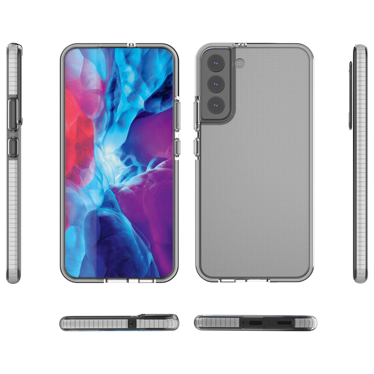 Spring Case Cover Gel Cover med Color Frame til Samsung Galaxy S22 + (S22 Plus) Lyserød