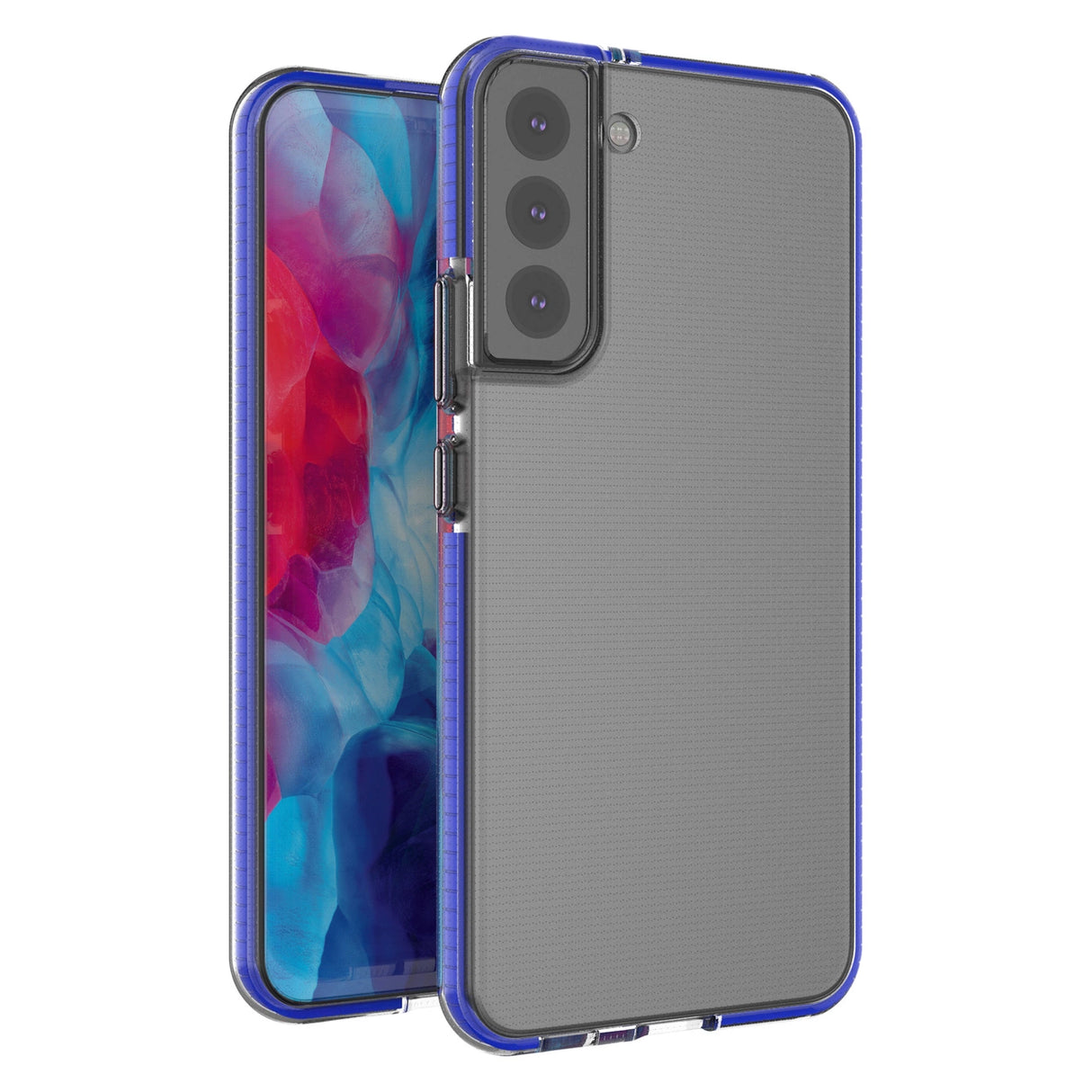 Spring Case Cover Gel Cover med Color Frame til Samsung Galaxy S22 + (S22 Plus) Mørkblå