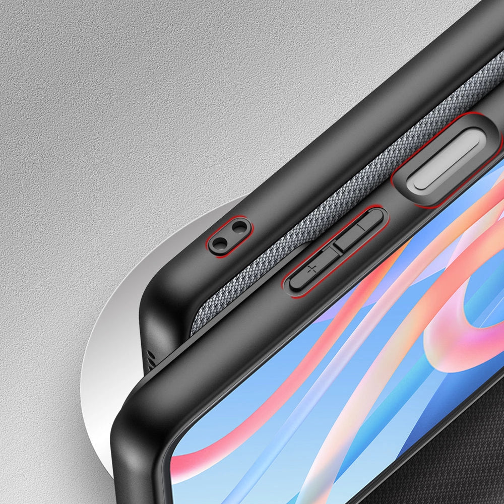 Dux Ducis Fino forside dækket med nylon materiale Poco M4 Pro 5G blå