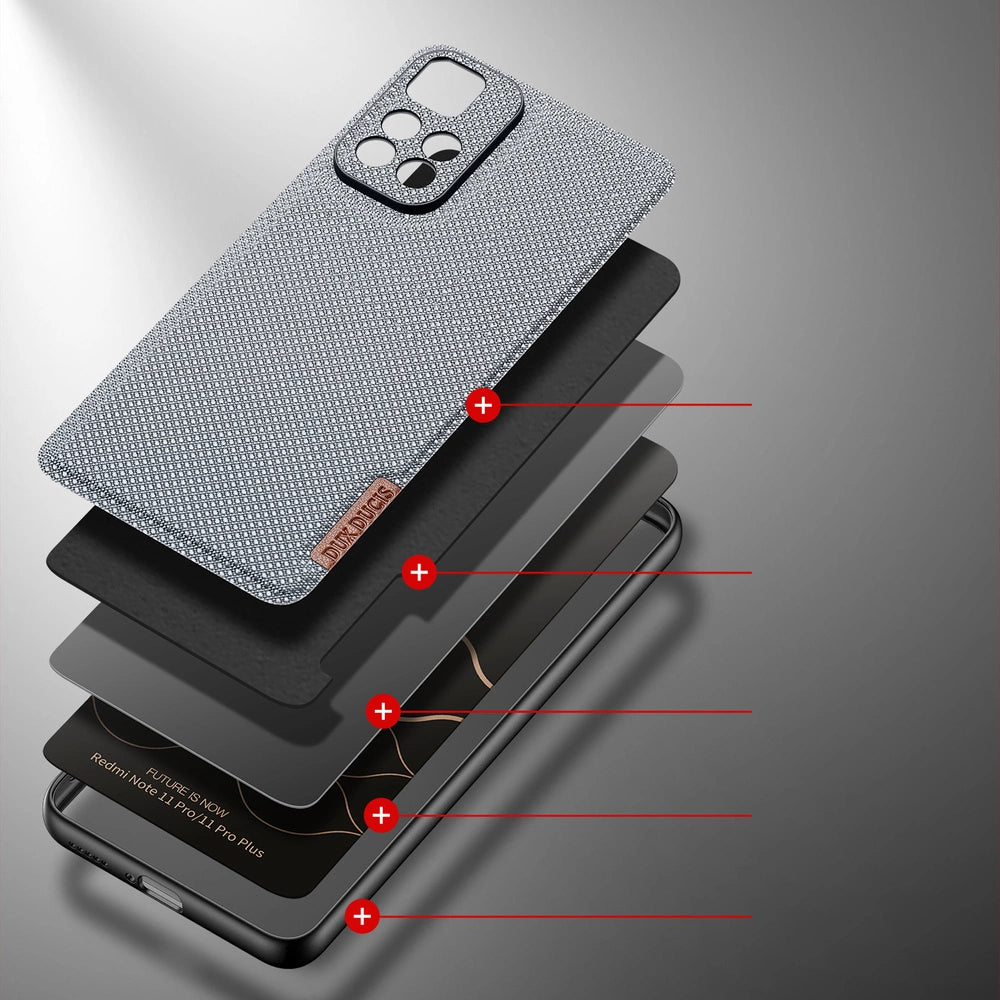 Dux Ducis Fino case nylon dækket cover Xiaomi Redmi Note 11 Pro+ 5G (Kina) / 11 Pro 5G (Kina) / Mi11i HyperCharge / Poco X4 NFC 5G blå