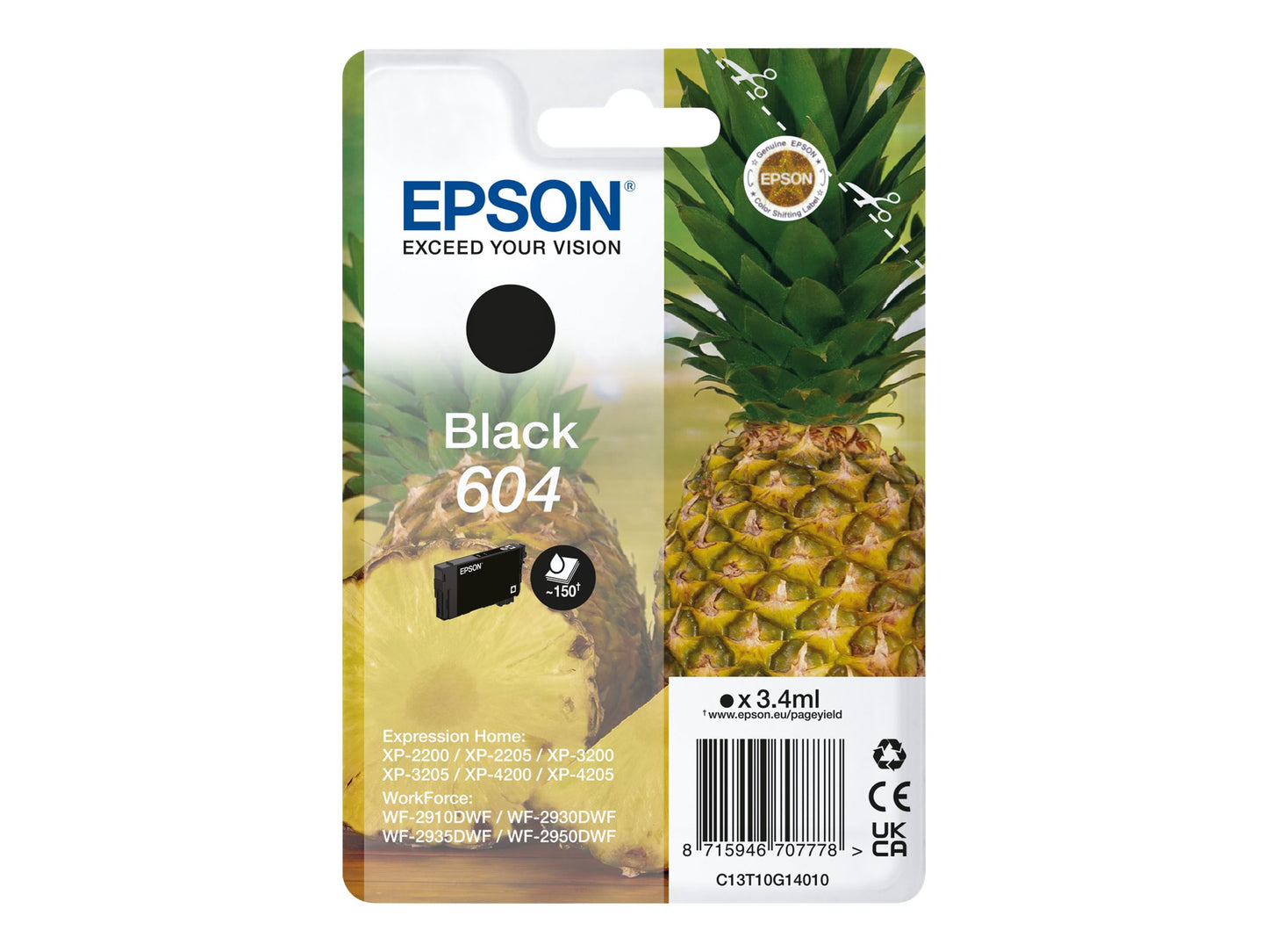 Epson 604 Singlepack Sort Blæk C13T10G14010