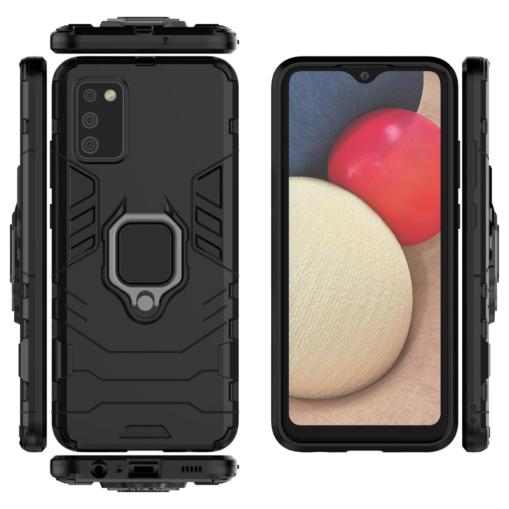 Ring Armor robust hybrid case cover + magnetisk holder til Samsung Galaxy A03s (166.5) sort