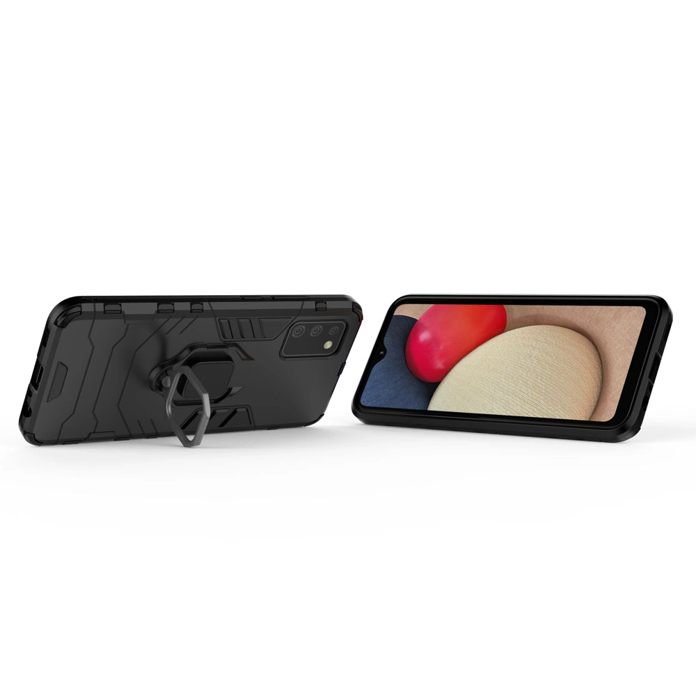 Ring Armor robust hybrid case cover + magnetisk holder til Samsung Galaxy A03s (166.5) sort