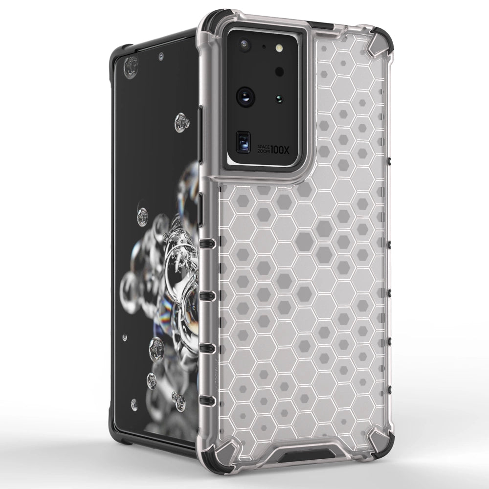 Honeycomb case pansret cover med en gel ramme til Samsung Galaxy S22 Ultra blå