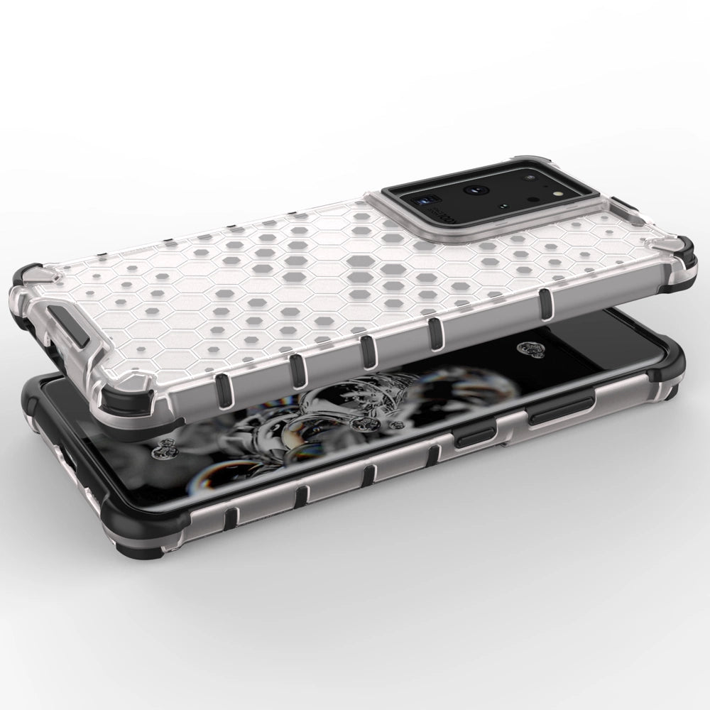 Honeycomb case pansret cover med en gel ramme til Samsung Galaxy S22 Ultra blå