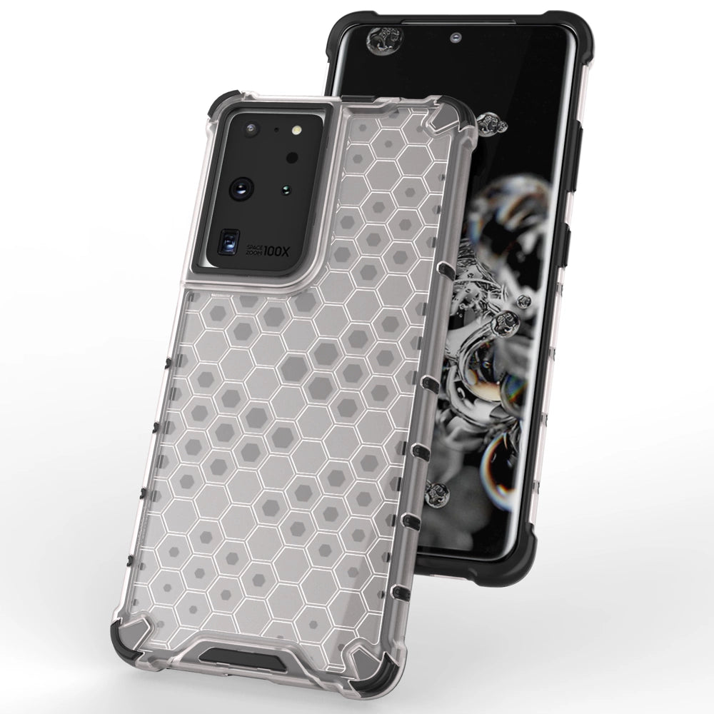 Honeycomb case pansret cover med en gel ramme til Samsung Galaxy S22 Ultra blå