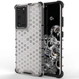 Honeycomb case pansret cover med en gel ramme til Samsung Galaxy S22 Ultra gennemsigtig