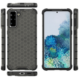 Honeycomb case pansret cover med en gel ramme til Samsung Galaxy S22 + (S22 Plus) sort