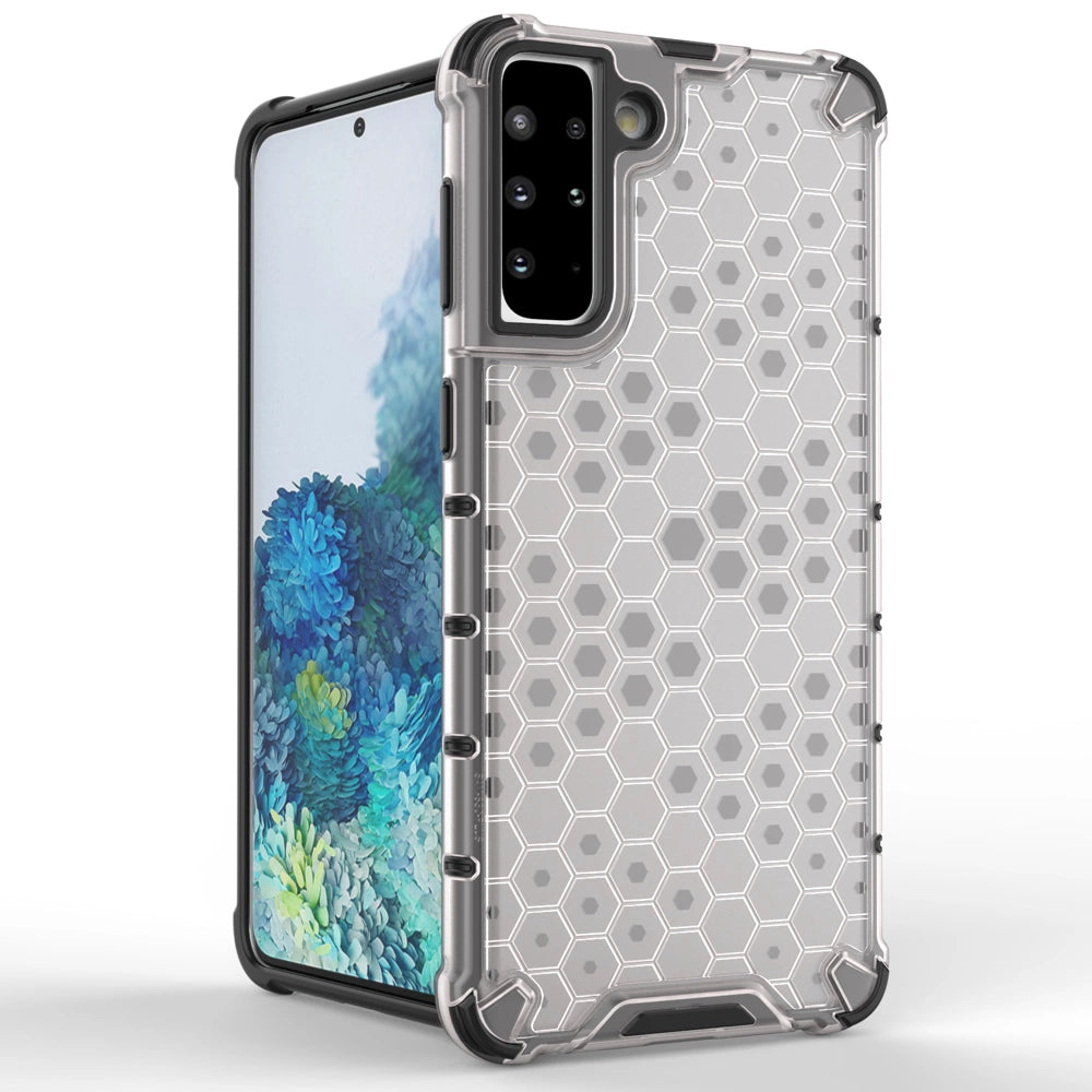 Honeycomb case pansret cover med en gel ramme til Samsung Galaxy S22 + (S22 Plus) sort