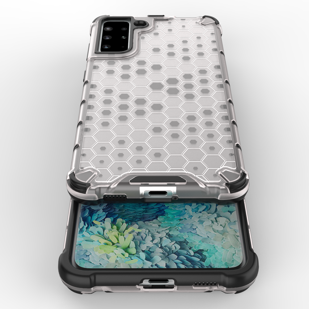 Honeycomb case pansret cover med en gel ramme til Samsung Galaxy S22 + (S22 Plus) blå