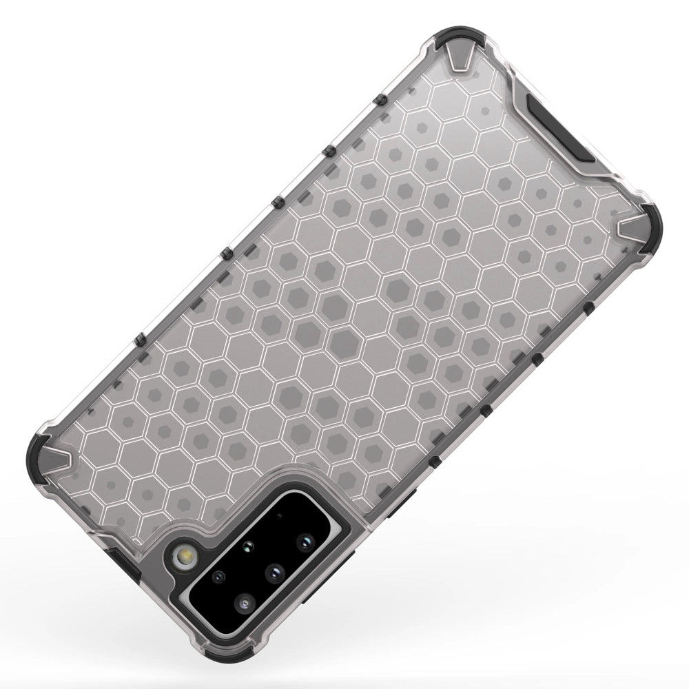 Honeycomb case pansret cover med en gel ramme til Samsung Galaxy S22 gennemsigtig