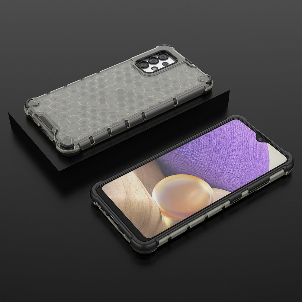 Honeycomb case pansret cover med en gel ramme til Samsung Galaxy A03s (166.5) sort
