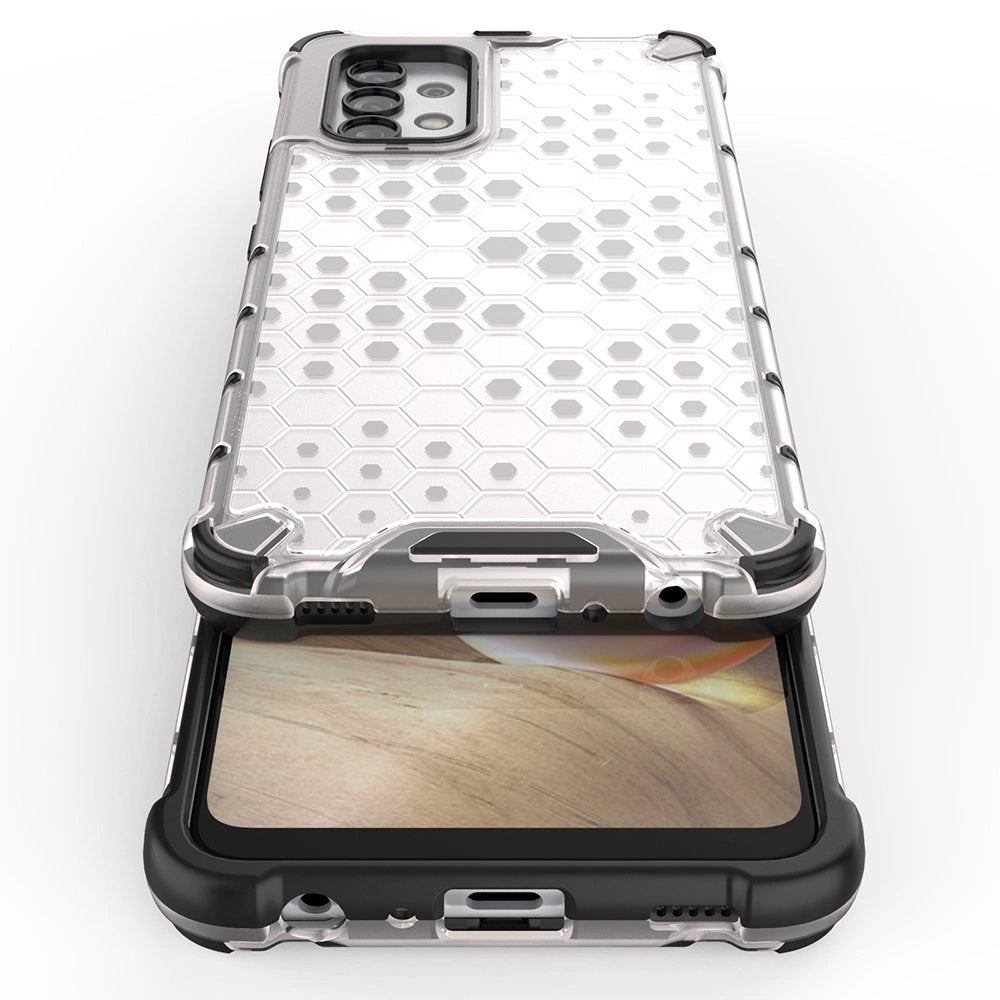 Honeycomb case pansret cover med en gel ramme til Samsung Galaxy A13 5G gennemsigtig