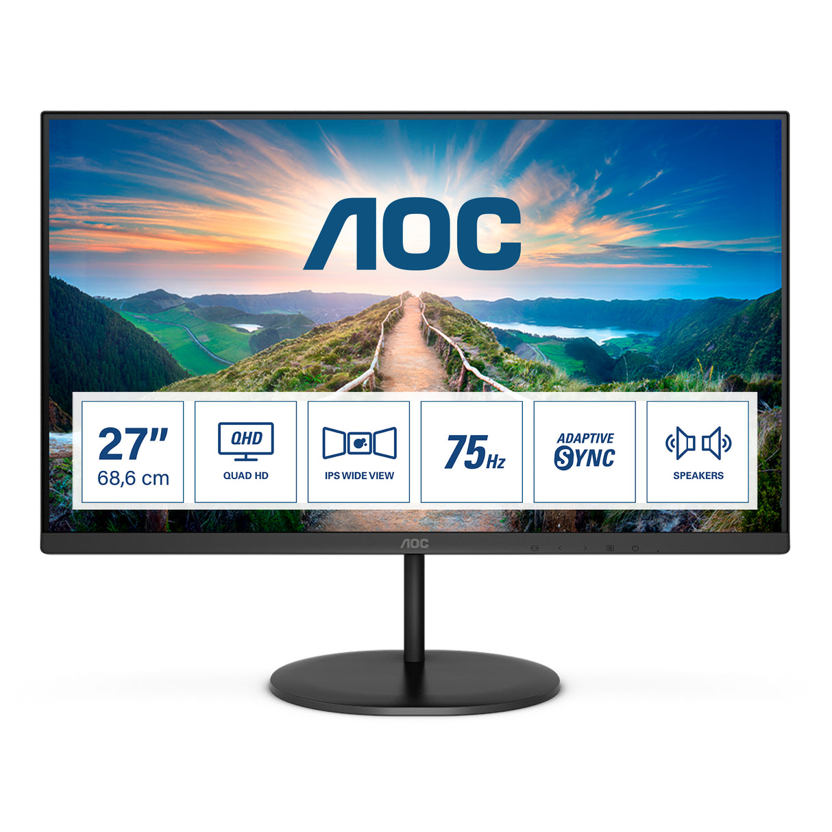 AOC V4 Q27V4EA LED display 68,6 cm (27") 2560 x 1440 pixel 2K Ultra HD Sort