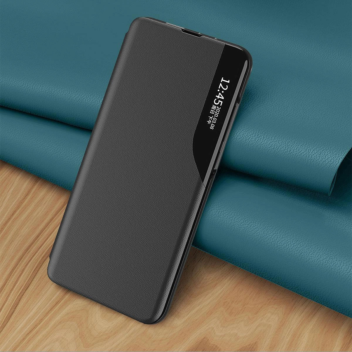 Eco læder View Case elegant tilfælde med en flap og stand funktion for Samsung Galaxy A73 blå