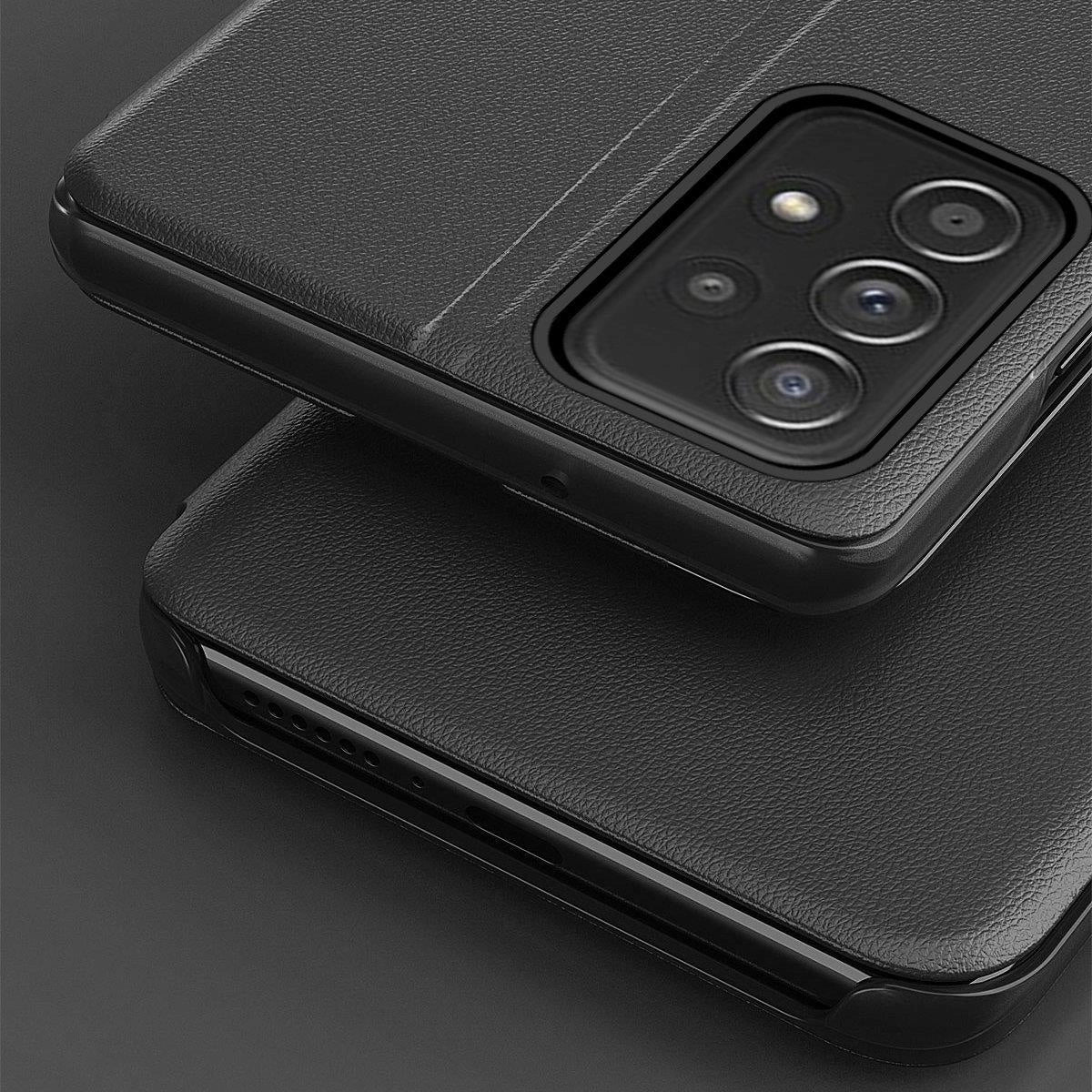 Eco læder View Case elegant tilfælde med en flap og stand funktion for Samsung Galaxy A73 blå