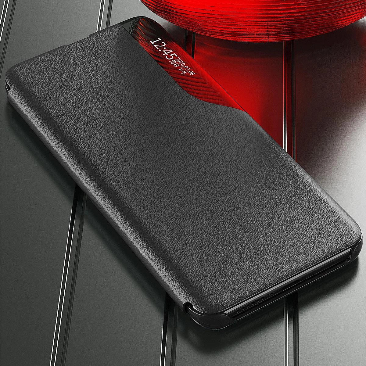 Eco læder View Case elegant tilfælde med en flap og stand funktion for Samsung Galaxy A73 blå