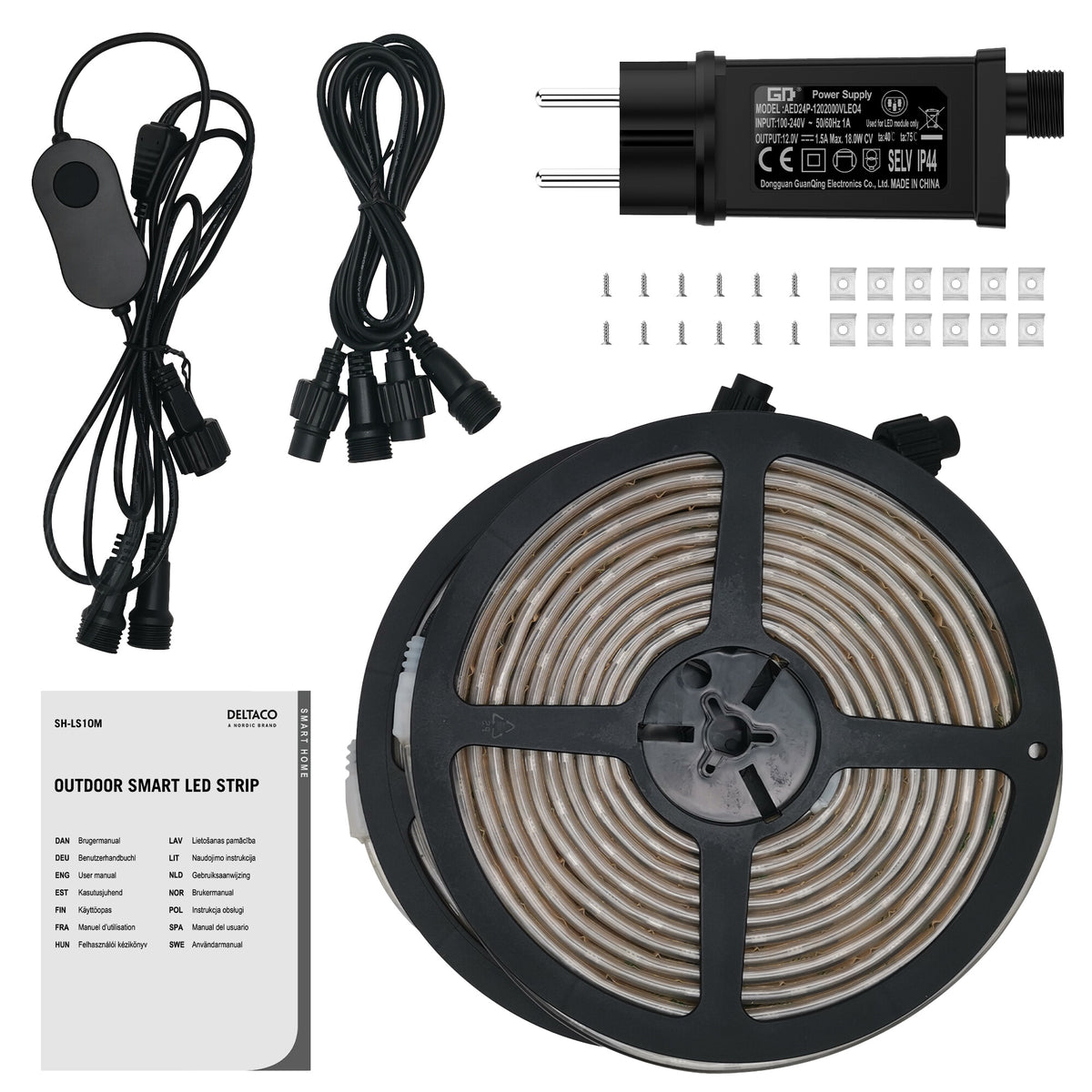 Deltaco Udendørs smart LED-stribe, RGB, 10 m (2 x 5 m)