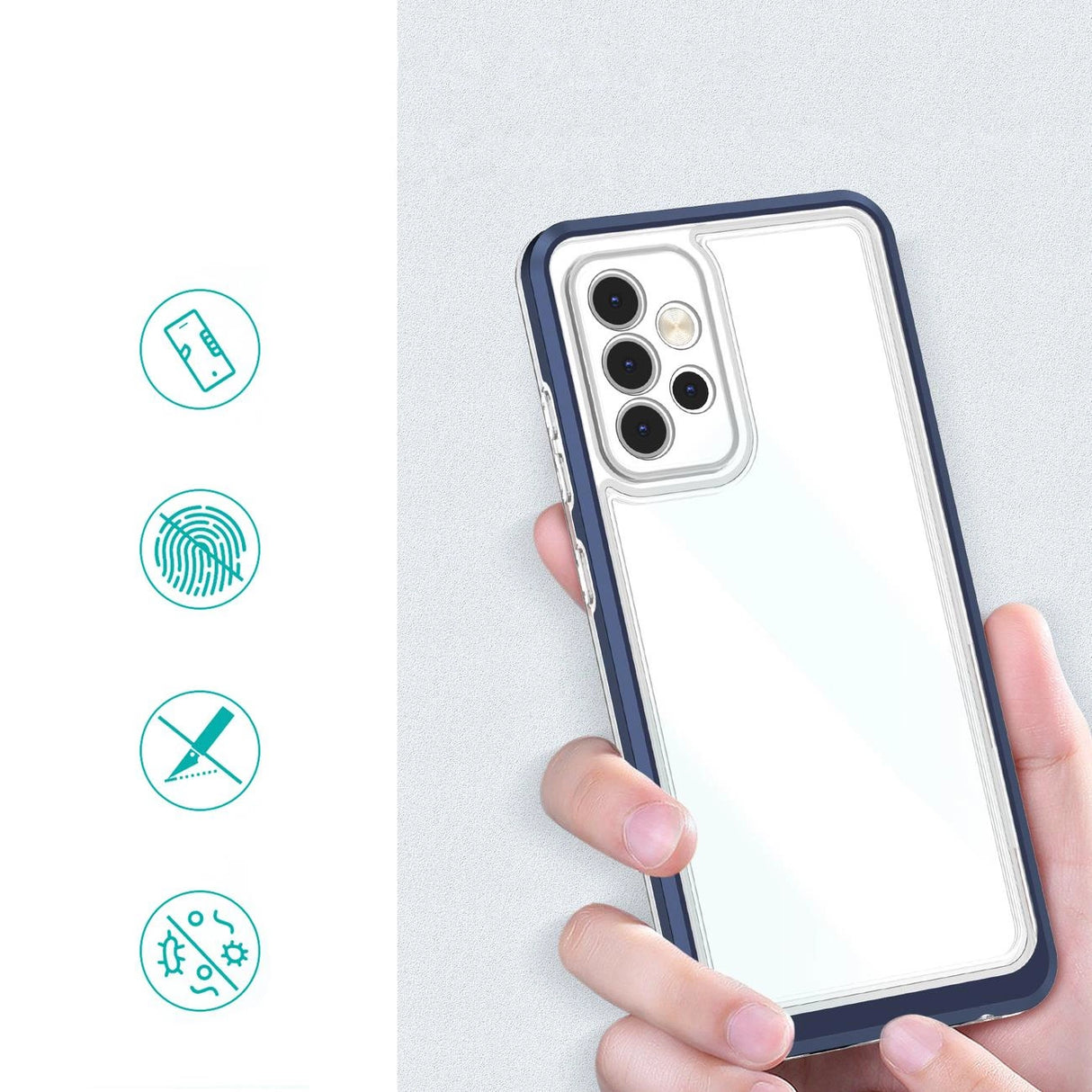 Clear 3in1 Case til Samsung Galaxy A13 5G Frame Gel Cover Blå