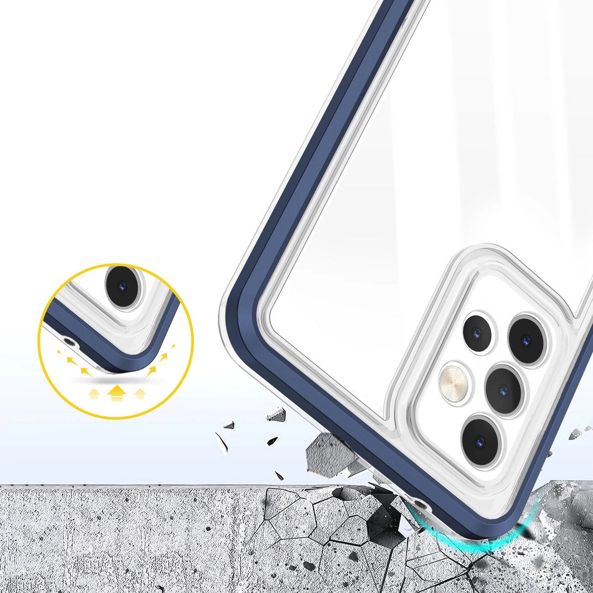 Clear 3in1 Case til Samsung Galaxy A13 5G Frame Gel Cover Blå