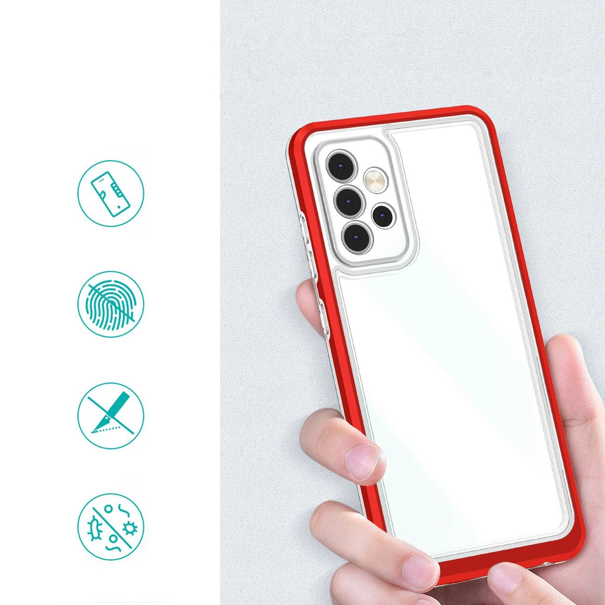 Clear 3in1 Case til Samsung Galaxy A13 5G Frame Gel Cover Rød