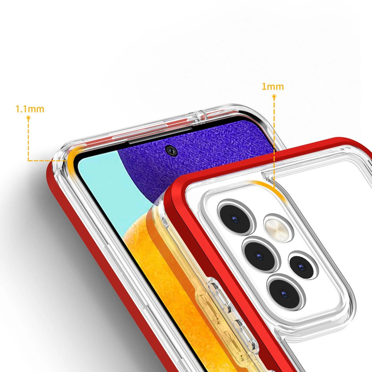 Clear 3in1 Case til Samsung Galaxy A13 5G Frame Gel Cover Rød